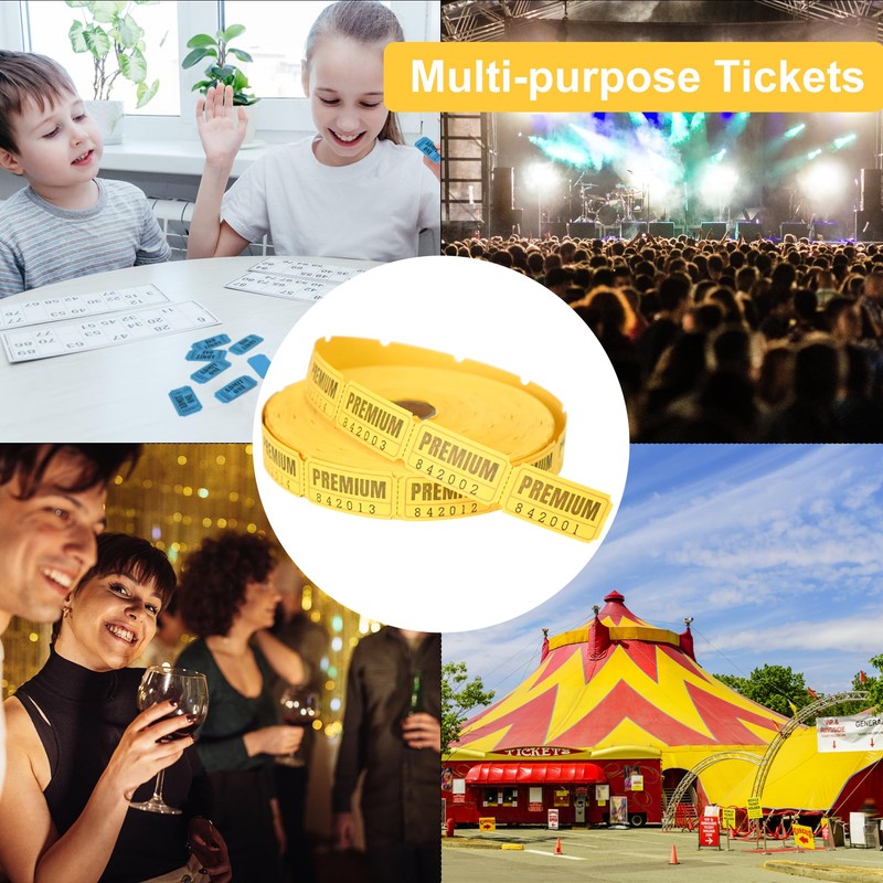 L LIKED Premium Raffle Tickets, Yellow, 1 Roll of 2000,