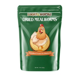 LuckyQworms High-Protein Dried Mealworms 1Lb for Birds, Chickens, Turtles, Fish, Hamsters and Hedgehogs, Non-GMO and Chemical Free, All Natural Animal Feed