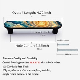 AAMPEAR 4 Pack Blue Yellow Agate Pattern Cabinet Pulls 3-3/4 Inch (96mm) Hole Center, Black Cabinet Handles Kitchen Cabinet Hardware Drawer Handles Bathroom Drawer Pulls