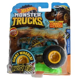 Hot Wheels Monster Trucks 1:64 Scale Fit 8/50 Connect and Crash, Silver/Teal