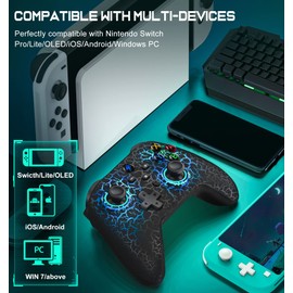 GAMSINGY Switch Controller, Wireless Controller Switch with Precise Motion Control, Dual Motors Vibration, Turbo, Macro, Wake Up Function, Cool RGB Controller for Switch/Lite/OLED Console