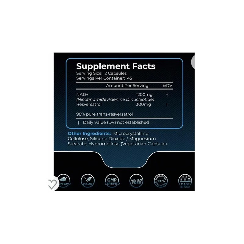 Suplemento en cápsula Wellness Labsrx NAD+ de Nad+ 1500 mg