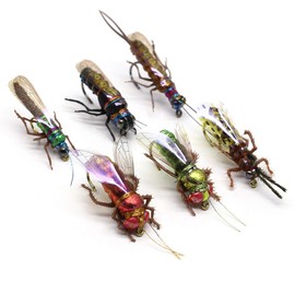 Trout Fly Fishing Flies Collection Dry Wet Nymph Fly Assortment with Fly Box Flyfishing Flys Lures 12/16/18/22/36 Kits (Terrestrials kit)
