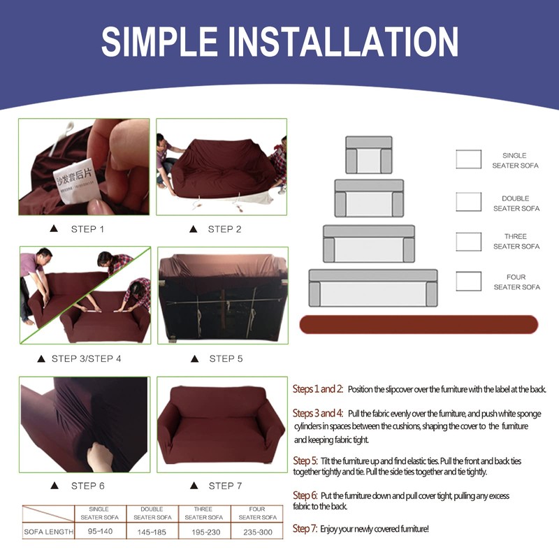 Jaotto Sofa Cover 3-Seater Elastic Stretch Spandex Sofa Throws Sofa