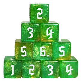 10 PC D6 dice 16mm Acrylic Dice Set for RPG MTG DND Dice Table Games and Board Games (Green)