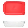 Pyrex 233-D 5 Qt Glass Baking Dish and 233-PC Red