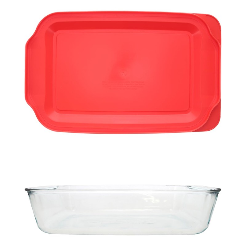 Pyrex 233-D 5 Qt Glass Baking Dish and 233-PC Red