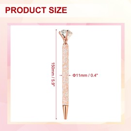 PATIKIL Glitter Ballpoint Pen, 6Pcs Crystal Diamond Twist Metal Pen Shine 1.0mm Medium Point Black Ink for Note Taking Journaling, Light Rose Gold