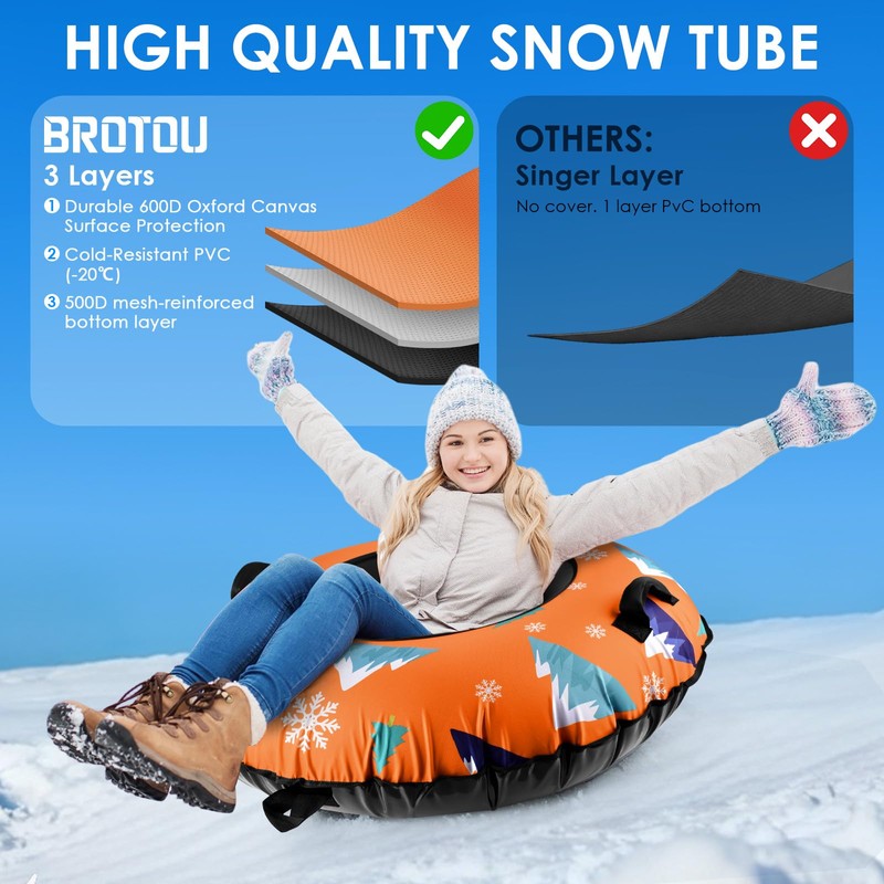 48 Inch Snow Tube with Premium Canvas Cover & Towable
