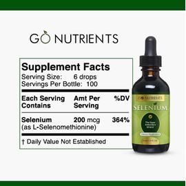 Go Nutrients Selenium Liquid Drops ??? 200mcg Selenomethionine for Men & Women...
