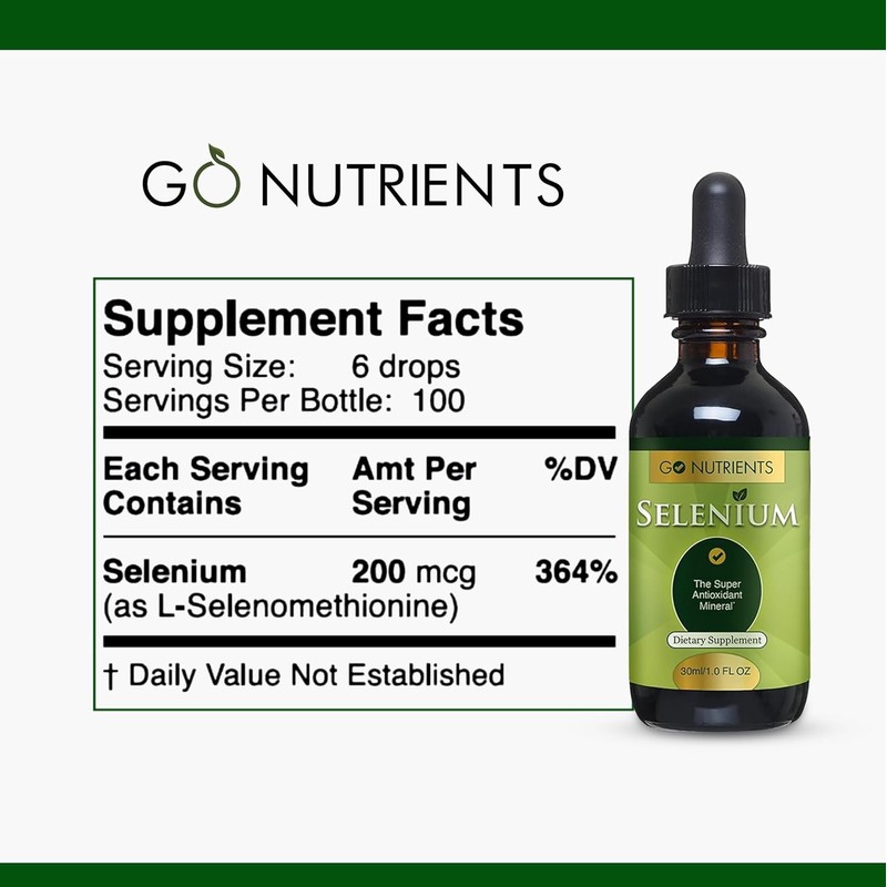 Go Nutrients Selenium Liquid Drops ??? 200mcg Selenomethionine for Men