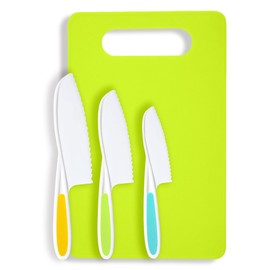 Kids Knife Set for Real Cooking, Toddler Kitchen Tools, Montessori Cooking Set for Toddlers, Ensiven Kid Safe Kitchen Set, Kids Cutting Board and Knife Set, Toddler Safe Kitchen Tools(basic kit-b)