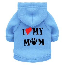 Izefia Hoodies for Dogs Dog Hoodies for Small Dogs Clothes I Love My Mother Fleece Jumper Winter Sweatshirt Warm Cotton Dog Hoodies for Small Dog Cat