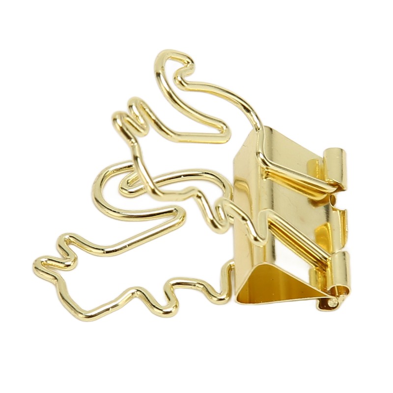 100 Pcs Binder Clips Gold Animal Shape Strong Clamping Force