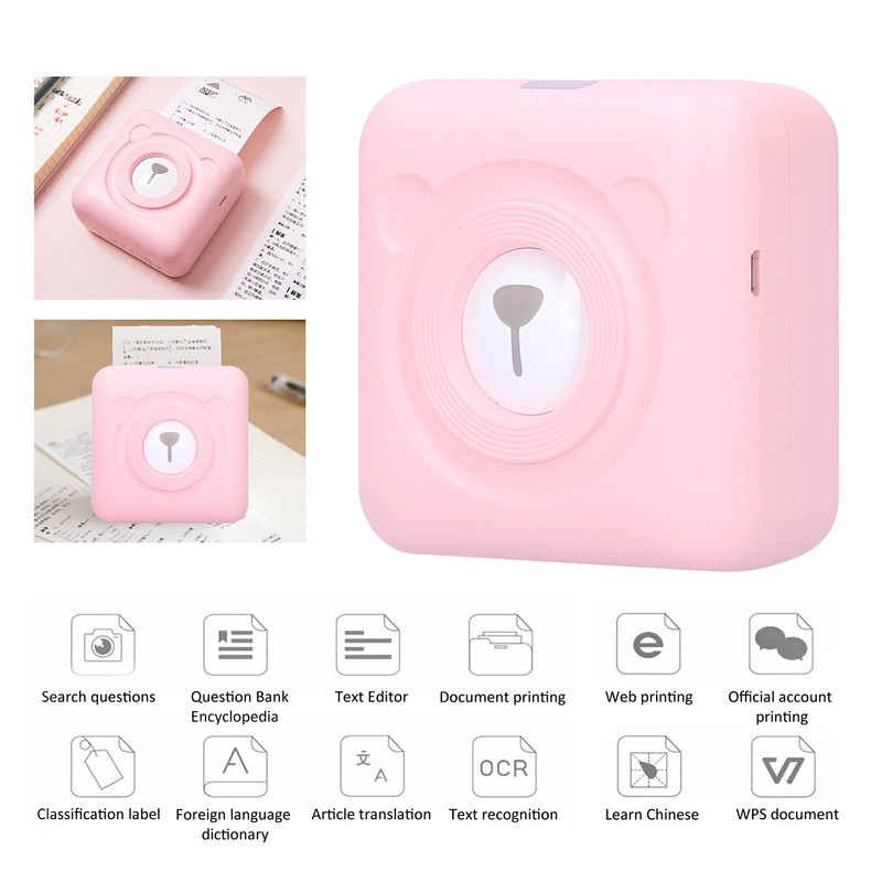 Mini Printer Pocket Portable Bluetooth Photo Wrong Question Label Printing