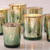 Volens 12pcs Assorted Green Votive Candle Holders, Large Speckles Mercury