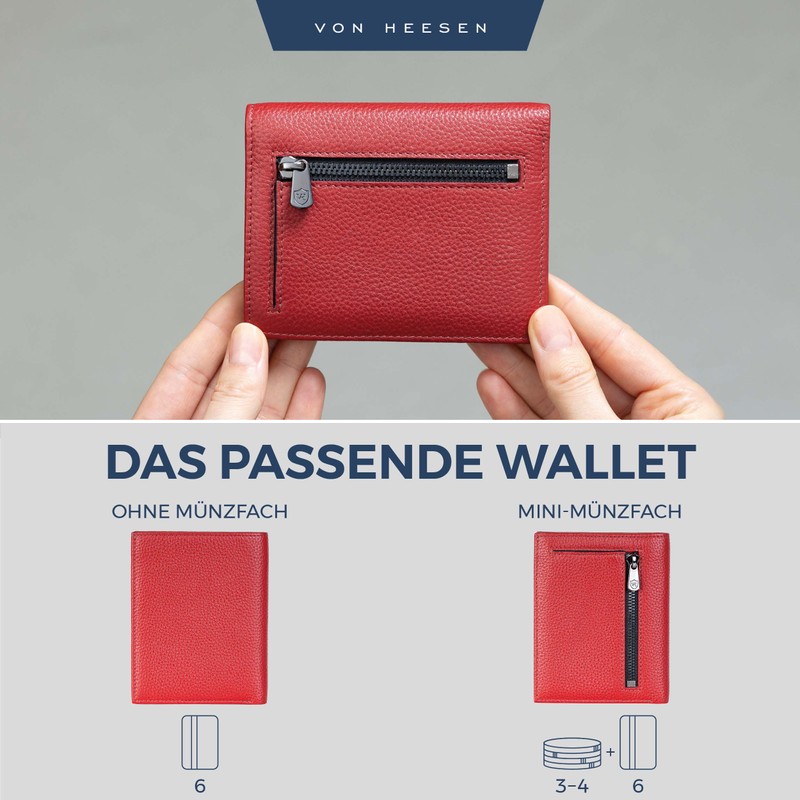VON HEESEN® Wallets Men & Women, red, with coin pocket,