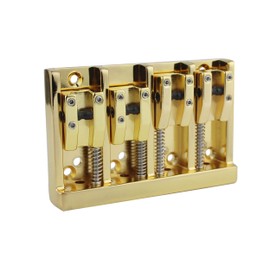 Guyker Guitar Bass Bridge - 4-String A-Style Bass Bridge .656" .687" .718" .750" .787".687" String Spacing Adjustment, Gold