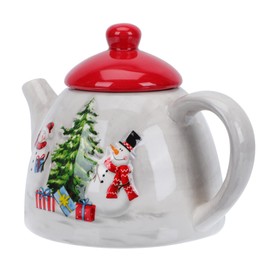 DOITOOL Christmas Tree Teapot Ceramic Christmas Tea Pot with Snowman Christmas Tree Design for Christmas Decorations