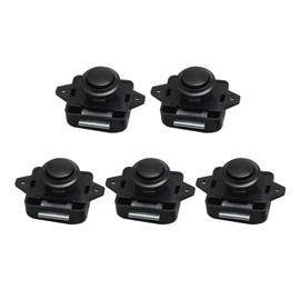 CALIDAKA Push Button Latch Catch Push Door Lock,Push Button Cabinet Latch, Keyless Cupboard Locks,Door Drawer Cabniet Push Button Latch for Ship Yacht RV Camper Caravan(Black,Size:5pcs)