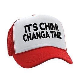 It's Chimichanga TIME - Chimi changa Regular - Vintage Retro Style Trucker Cap Hat (Red)