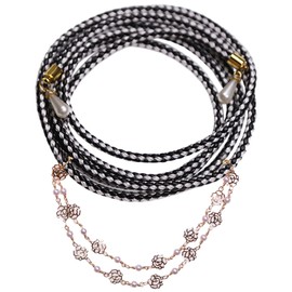 [TOuWA] 帯締め 帯飾り 飾り紐 レディース 着物小物 和装アクセサリー 浴衣 振袖 成人式 卒業式 薔薇のチェーン （黑白金）