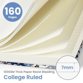 Lined Journal Notebook for Women & Men, Hardcover Leather Journal for writing, A5 College Ruled Notebook for Work & Note Taking, Perfect for Office School Home Supplies, 160 Pages, Lineage Floral