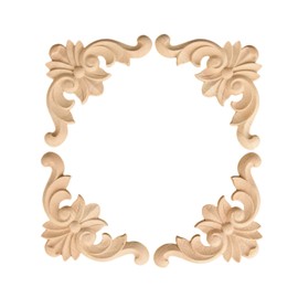 MUXSAM 4pcs Wood Carved Mouldings Corner Onlay Applique Furniture Home Decor European Style Classic 12 * 12cm/4.72"*4.72"