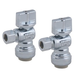 LD Valve-1/4 Turn Push-Fit Straight Stop Valve,1/2-in Push Fit Ptc x 3/8-in OD Compression Brass Straight Water Valve,Chrome Plated Str Supply Shut Off Valve for Faucet or Toilet Installation (2-Pack)