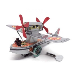 Nostalgia Tin Toy Seaplane Silver Wind Up