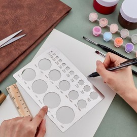 UNICRAFTALE メタルサークルテンプレート サークルステンシル 1個 ステンレススチールペインティングステンシル サークル定規 ラウンドサークル トレーサー ステンシルテンプレート 彫刻用ツール 製図用