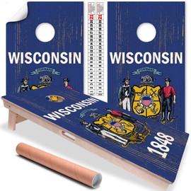 Cornhole Board Wraps and Decals for Boards Set of 2 Skins Professional Vinyl Covers Sticker - Wisconsin State Flag Cornhole Wraps Stickers Cornhole Skins Cornhole Wraps for Boards