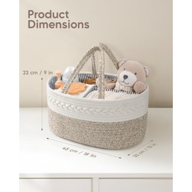 Maliton Extra Large Baby Diaper Caddy Organizer, Cotton Rope Nursery Basket, Portable Diaper Organizer for changing table, Car, Diaper Storage Organizer for Baby Stuff, Baby Shower Gifts for Newborn