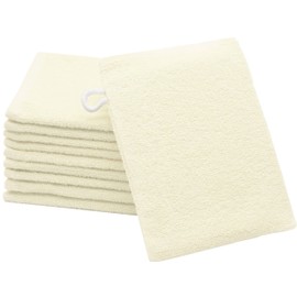 ZOLLNER 10er Set Waschhandschuhe in 16x21 cm - saugstarke und weiche Waschlappen in beige - mit praktischem Aufhänger - waschbar bis 60°C - Baumwolle - Hotelqualität