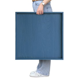 Gurfuy Square Ottoman Table Tray 24" - Rustic Wooden Serving Tray for Farmhouse Decorative Oversized Coffee Table Trays Living Room Kitchen Counter Breakfast Blue