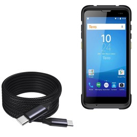 BoxWave Cable Compatible with Tera P166 Upgraded (5.5 in) - DirectSync PD Cable (10ft) - USB-C to USB-C (100W), Long 10 Foot PD Braided Nylon Alloy Cable - Jet Black