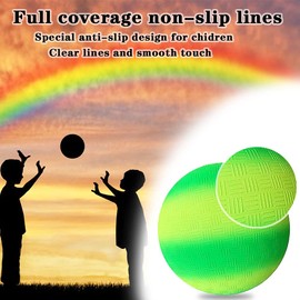 ARVOV PVC Bouncy Kickball, PVC Rainbow Ball, Children's Play Ball, Water Ball Football, Beach Ball, PVC Ball for Indoor Outdoor 8.5 Inch (Green and Yellow)
