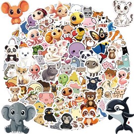 110PCS Non-Repeating Halloween Pumpkin Theme Stickers, Vinyl Waterproof Holiday Party Stickers, Kids and Youth Adult Games Treats Classroom Crafts Favors Gifts (200pcs Animal)