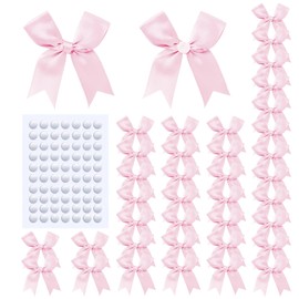 Auiremrti 60 Large Baby Pink Gift Bows, Satin Ribbon Bows for Gift Wrapping, Bows for Gift Bags, Baby Shower, Birthday, Wedding, DIY Crafts