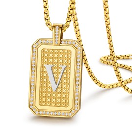Zillaly Initial Pendant Necklace Capital Letter 18K Gold A-Z Diamond Jewelry for Men and Women Christmas Gift