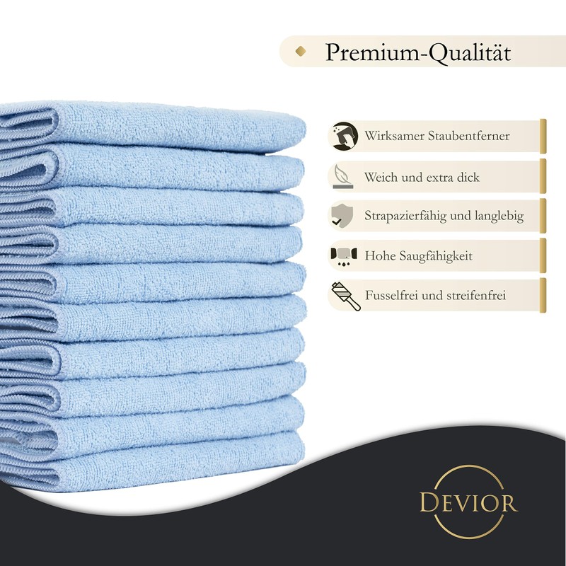 Devior Set of 10 Microfibre Cloths 40 x 40 cm,