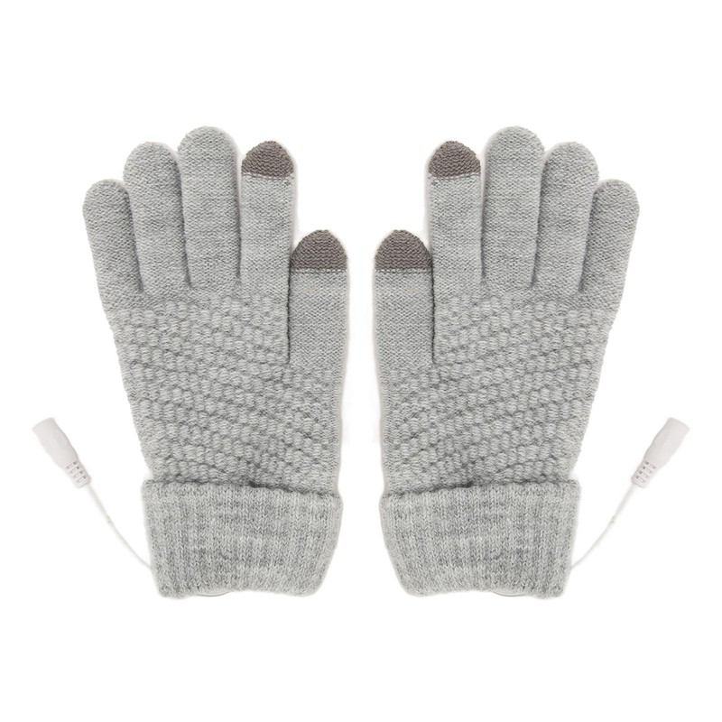 USB Heated Gloves Thicken Detachable Electronic Warming Knitted Gloves for