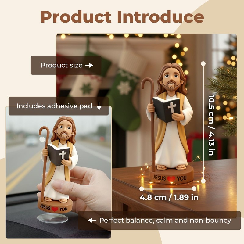 Geyynow 4" Jesus Loves You Figures, Durable Resin for Car