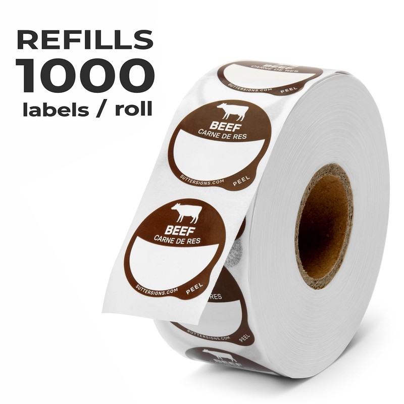 Beef Food Labels 1000 pcs | 1" Dot Blank Sticker