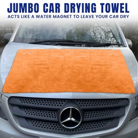 Towelogy® XXL Car Drying Towel Ultra Absorbing Mammoth 6.45 SQ FT One Pass Washing Detailing Microfibre Towels For Cars, SUV, Caravan, Trucks sand Boats (1, Orange)