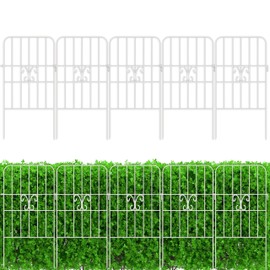 ShopLaLa Garden Fence Animal Barrier (20 Panels) 12in(L) x 24in(H) Rustproof Decorative Border Metal Wire Fencing Butterfly Edging for Landscape Patio Yard Outdoor Decor No Dig, White Fences for Dogs