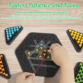 Large Chain Triangle Chess Game, Triggle Game, Intellectual Triangle Chessboard, Family Board Games for Kids 8-12 and Adults - 2-4 Players - Fun Sequence Triangle Game for Family Game Night