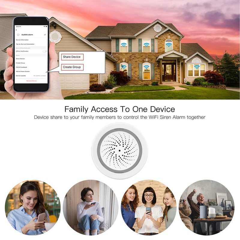 Sunydog Tuya WiFi Intelligent Siren Sensor ble and Visual Alarm