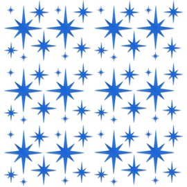 ELANE 100 Pcs Acrylic Mirror Wall Stickers, Star Decor for Bathroom (Blue)