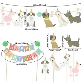14PCS Dog Party Birthday Decorations Set, Puppy Banner Garland and Cupcake Toppers, Puppy Theme Birthday Party Decorations Supplies for Toddler